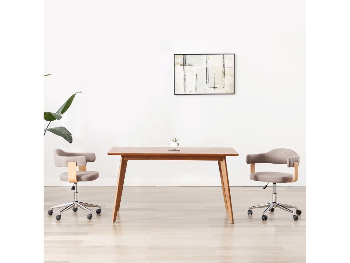 Vidaxl Cadeiras Jantar 2 Pcs Madeira Curvada/tecido Cinzento-acastanh.