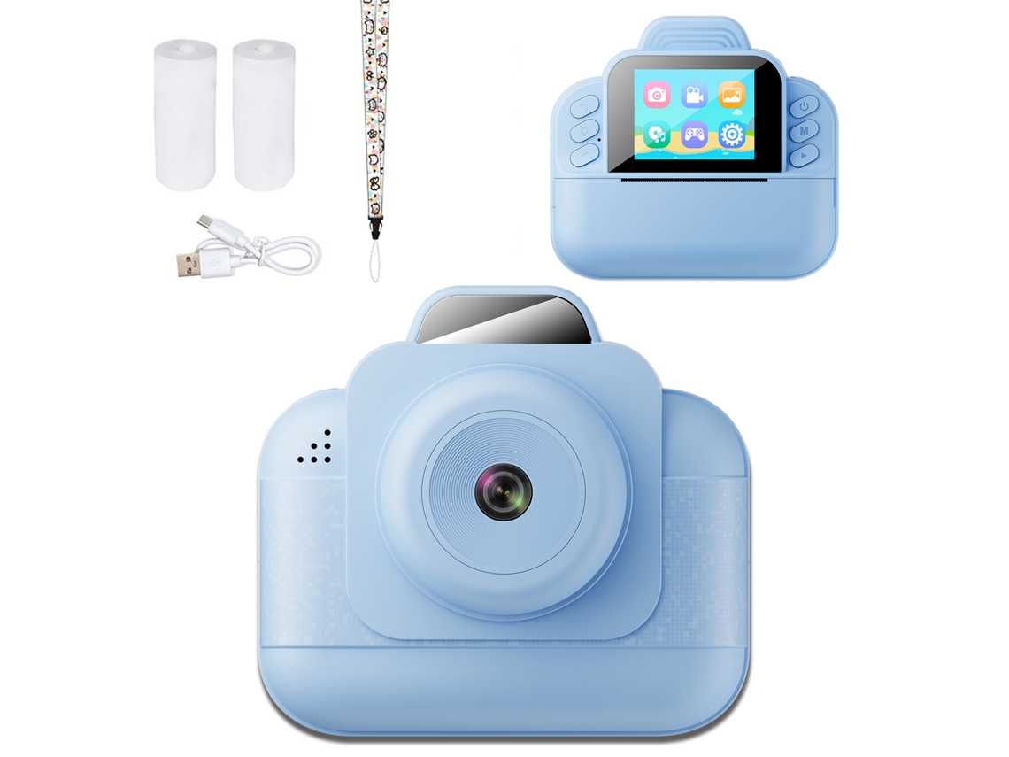 Câmera Instantânea 1080p para Crianças, Câmera Infantil Portátil com Recursos Hd, Inclui Papel Fotográfico e Cordão CZHHMART (azul)