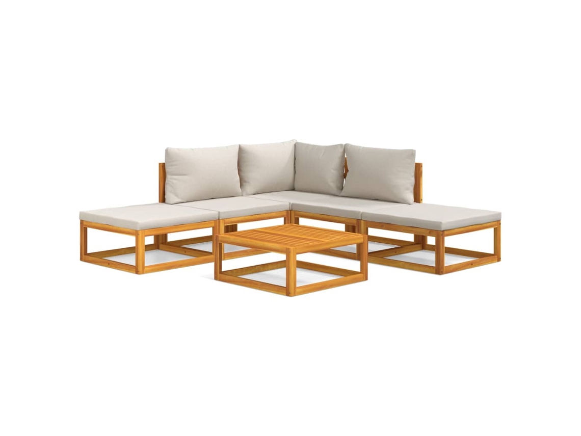 Maison Exclusive - 6pcs Conjunto Lounge De Jardim Madeira C/almofadões Cinza-claro