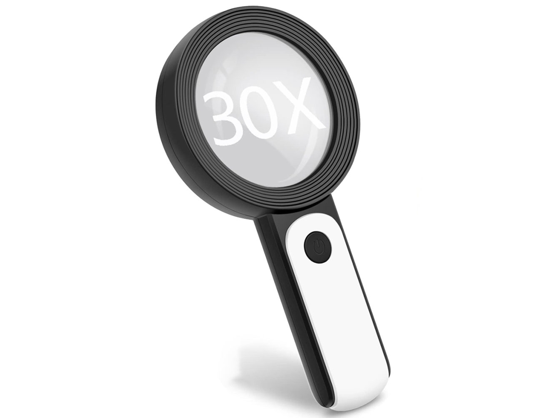 Lupa Iluminada Para Degeneração Macular, Ampliação De 30x Com Luzes Led Ajustáveis, Design Leve E Dobrável Para Fácil Manuseio. Aquaforge