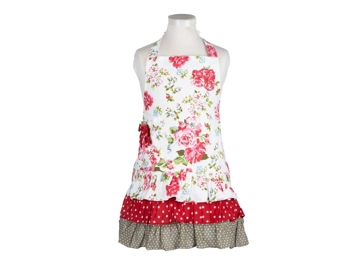 2026 delantal para Meninas com Bolsos, Estilo Doris, Floral Vermelho, Ajustável, para Cozinha e Artesanato