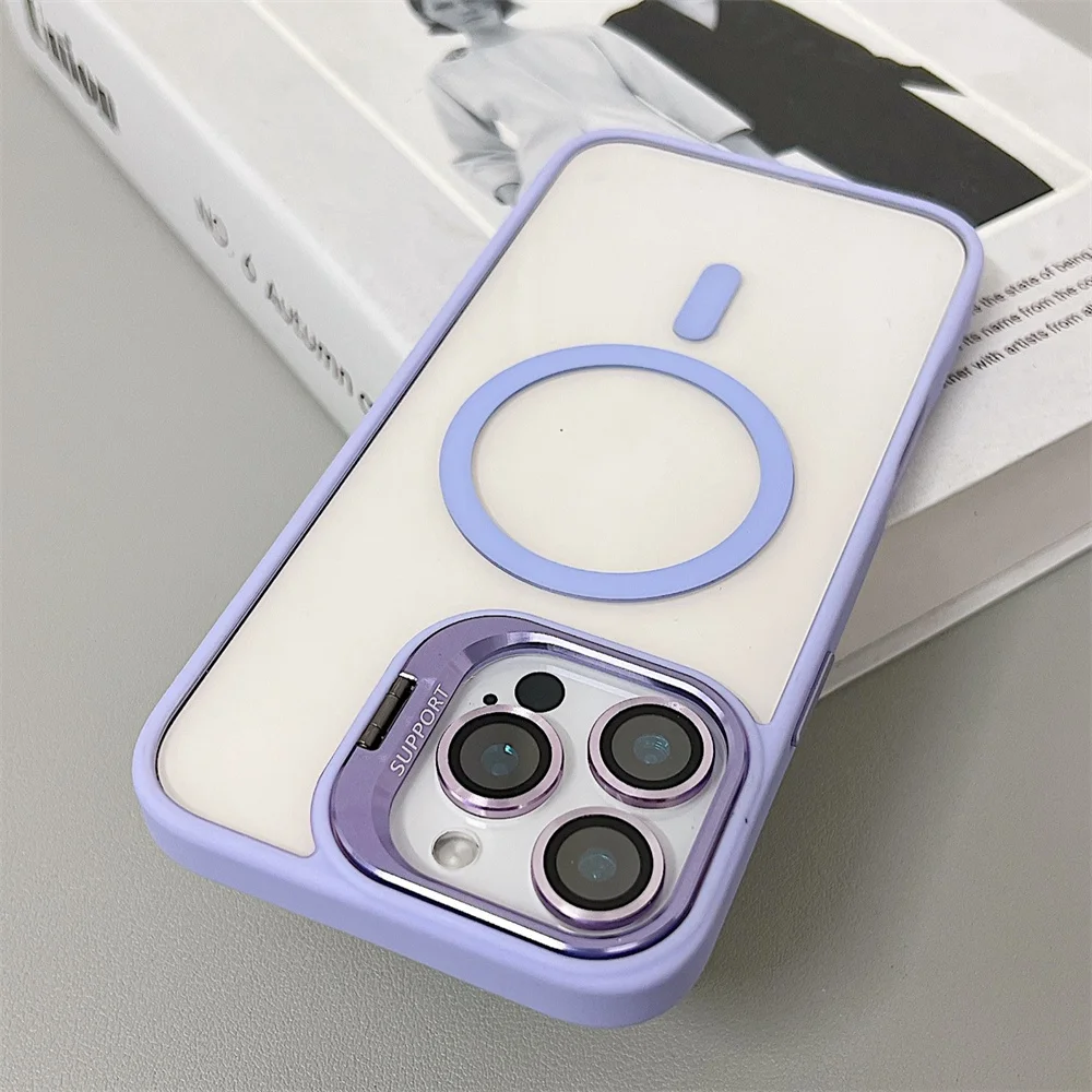 (iphone 11 Pro Max, Roxo Claro) Capa Magnética À Prova De Choque, Compatível Com Magsafe, Com Proteção De Lente De Vidro.