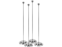 Conjunto de 4 Suporte Mesa para Bandeiras Stobaza em Metal Prateado, Peças, Haste Única Reta e Compacta Decora