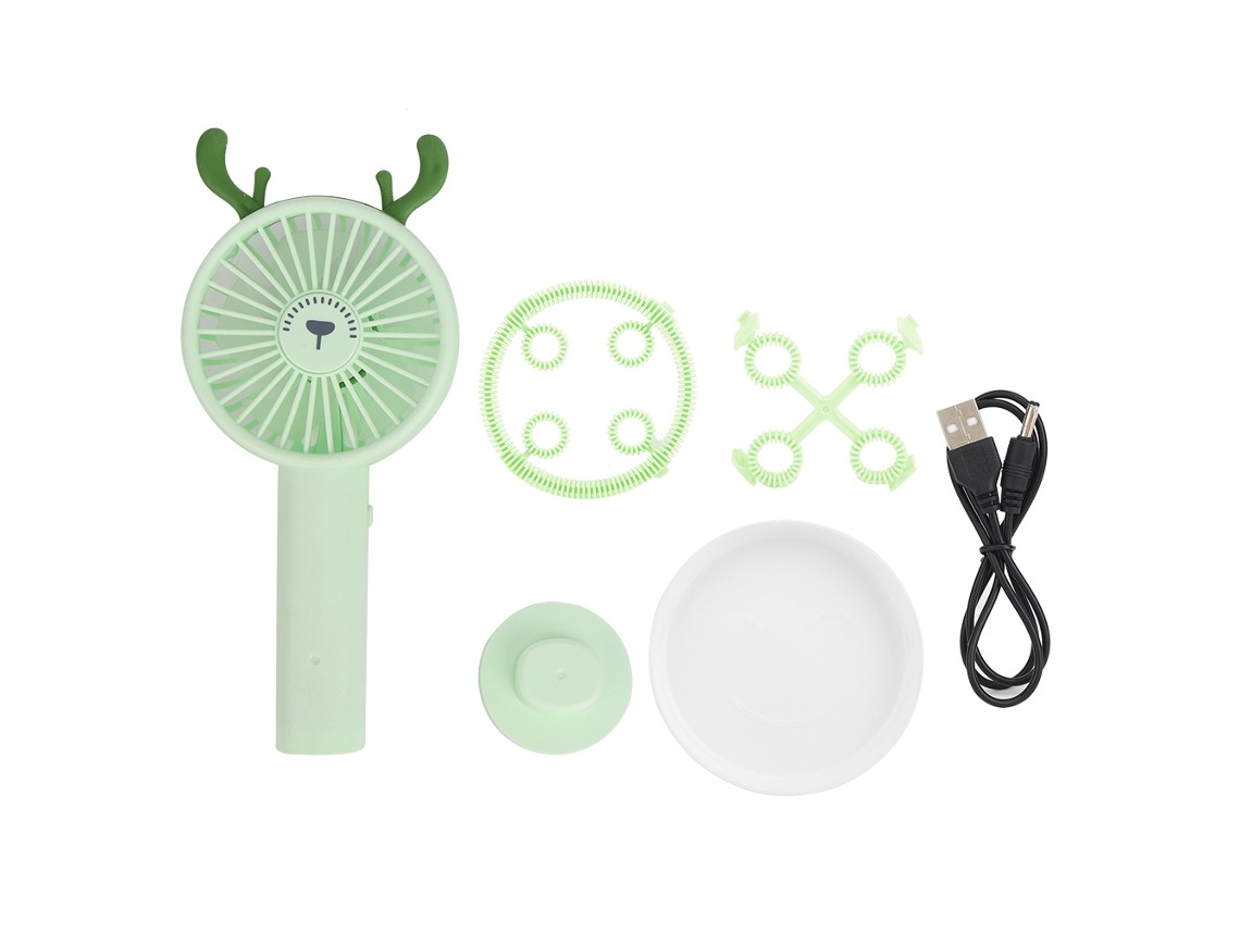Ventilador Portátil Infantil Usb Verde com Bolhas