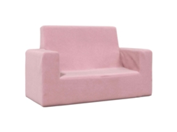 Vidaxl Sofá Infantil De 2 Lugares Pelúcia Rosa