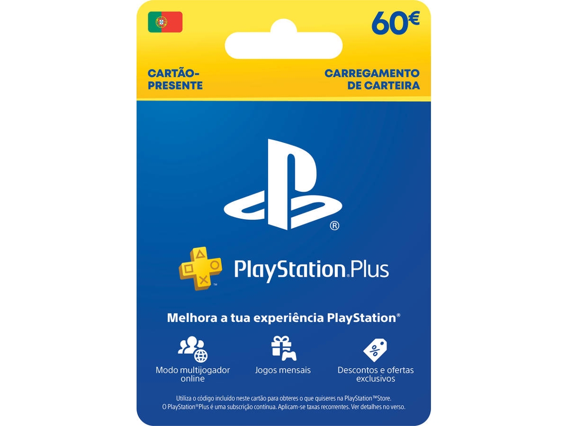 Cartão de Carregamento PlayStation Plus 60 Euros (Formato Digital)