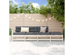 Vidaxl 4 Pcs Conjunto Lounge De Jardim Madeira De Pinho Maciça Branco