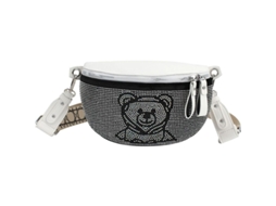 Bolsa de cintura S/MARCA 2026 o oso bonito com pedras brilhantes, mochila de peito, ajustável, couro PU
