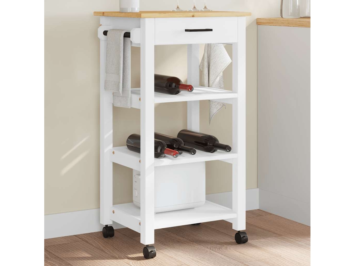 Vidaxl Carrinho De Cozinha Monza 48x40x88,5 Cm Madeira De Pinho Maciça