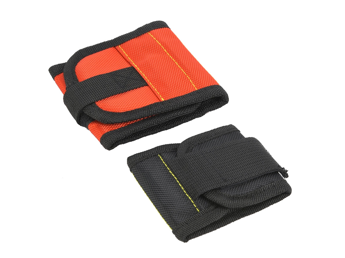 Pulseira magnética com bolso para parafusos, pregos e peças metálicas (vermelha)