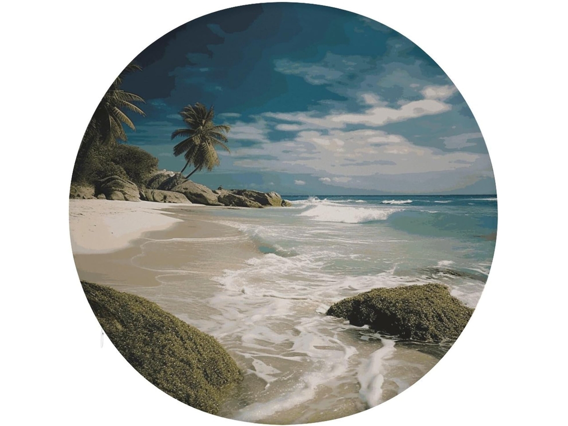 Almofada Redonda Para Assento Com Tema De Praia Oceano, Antiderrapante, Removível, Para Cadeira, Banqueta, Sofá