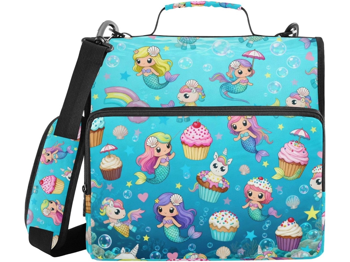 Pasta Com Zíper E Alça De Ombro, Vários Bolsos, 3, 8cm 1, 5 Polegadas, Bolsa Organizadora Com 3 Argolas, Fichário