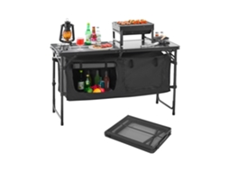 Mesa de cozinha dobrável portátil para acampamento Vevor com 3 alturas ajustáveis, preta
