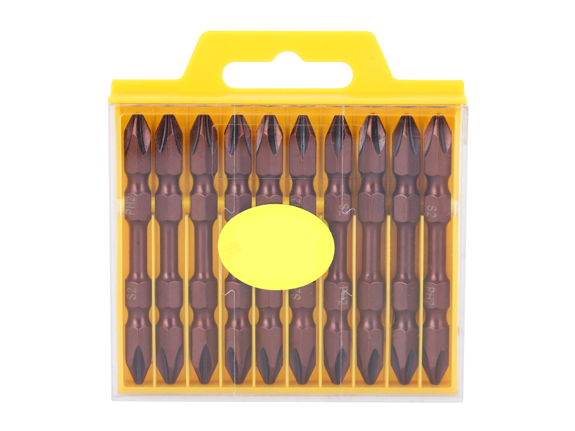 10 Pontas de Chave Philips Duplo Fim Liga Cromo Vanádio Aço Magnético Ferramenta Manual (65mm) Latão Antigo