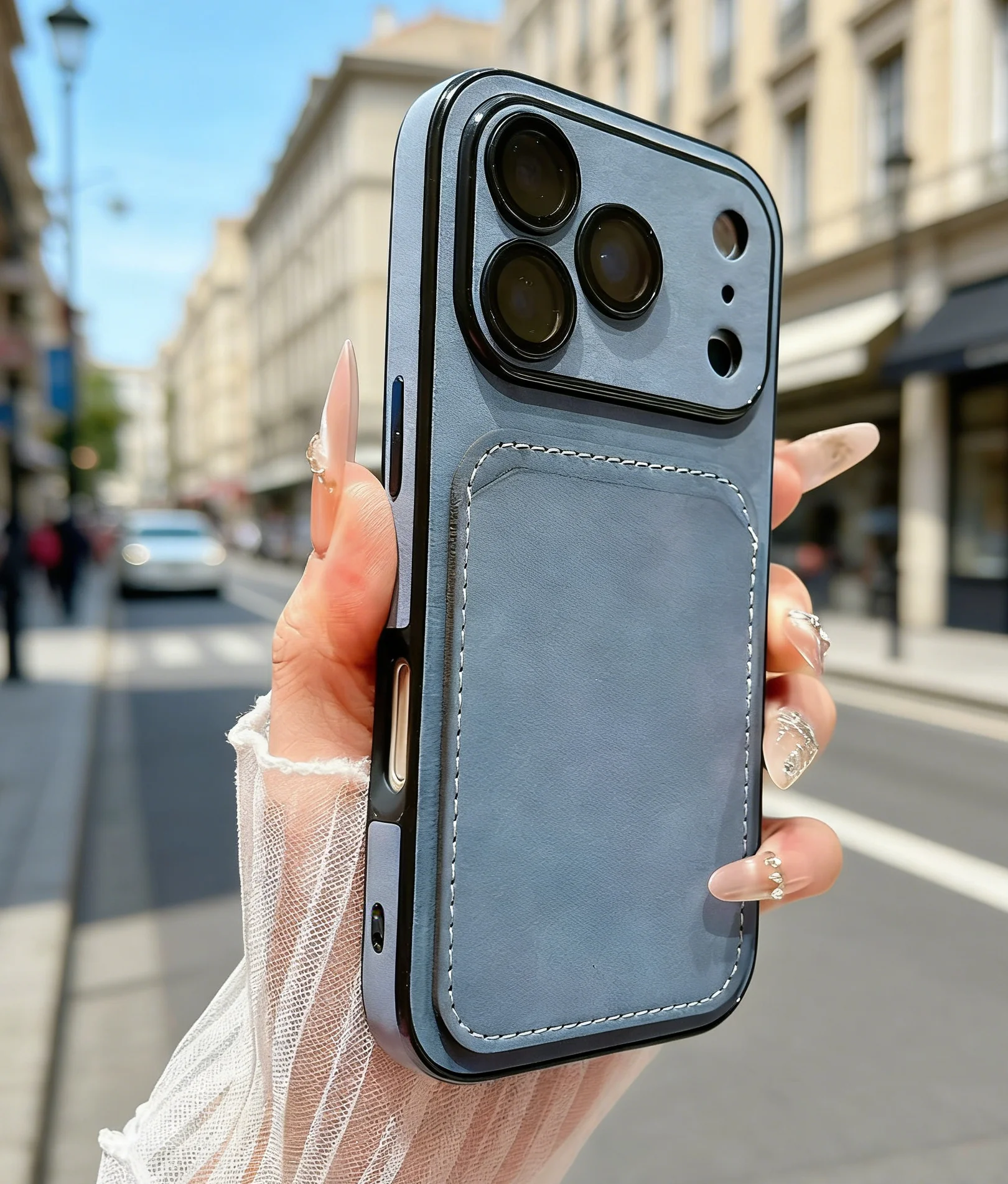 Capa Para Iphone 14 Plus Azul Com Lente Fosca E Proteção Para A Lente