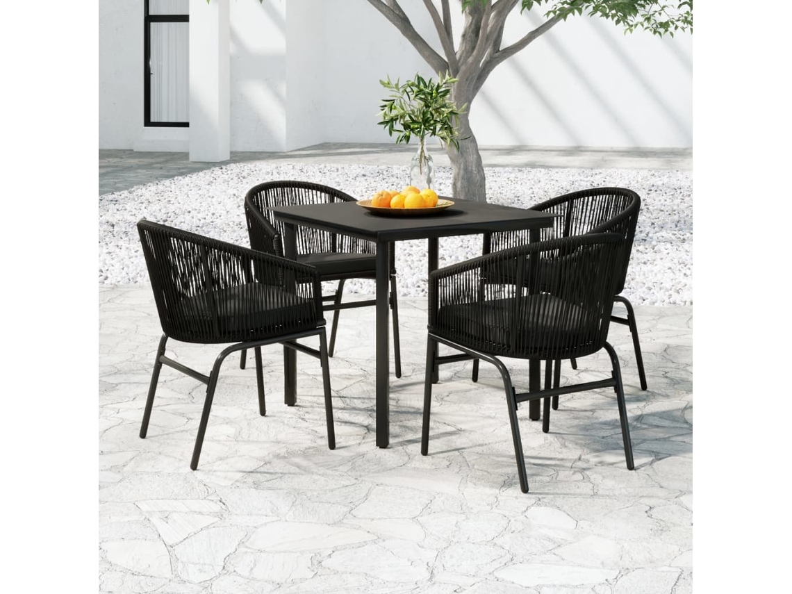 Vidaxl 5 Pcs Conjunto De Jantar Para Jardim Preto