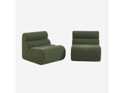 Módulos Para Sofá Modular Em Tecido Efeito Alpaca, 2 Lugares, Verde Caqui