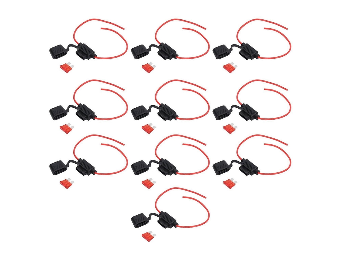 Pacote Com 10 Porta Fusíveis Em Linha, Resistente À Fusão, Fácil Instalação, À Prova Dágua, Com Fusível 18awg, 10a Perfeito Slowmoose