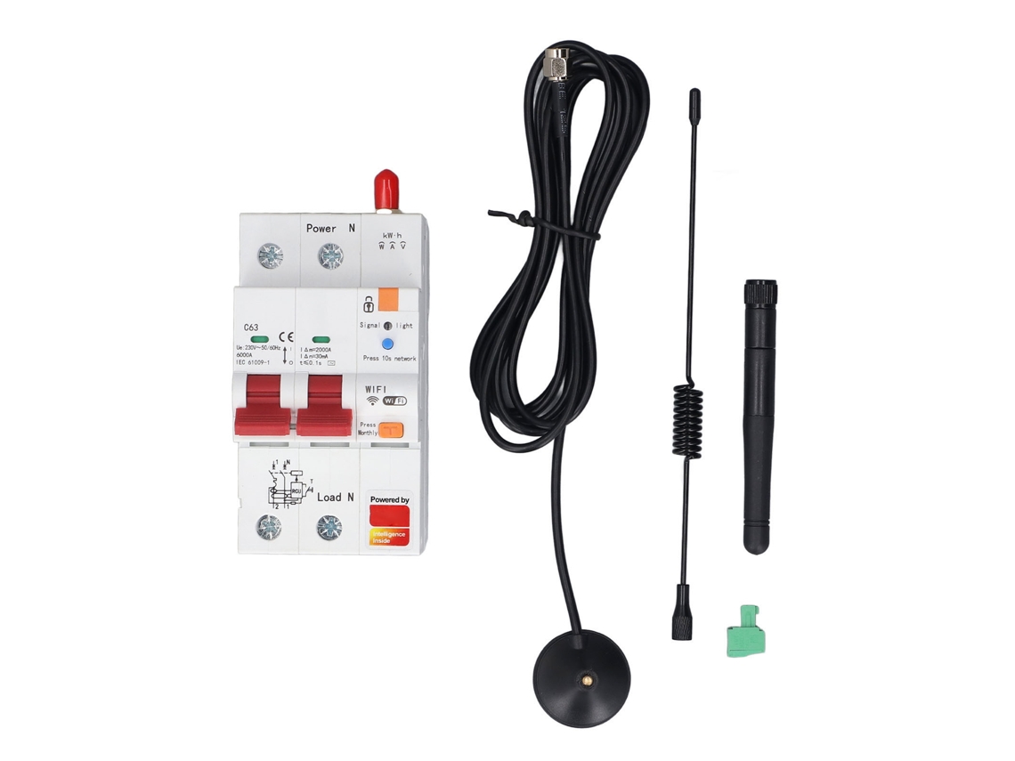Veloriskku-interruptor De Circuito Inteligente Wifi Com Medidor 2p 63a Controle Por App Sobrecarga Tensão Baixa/alta Fuga Ac230v