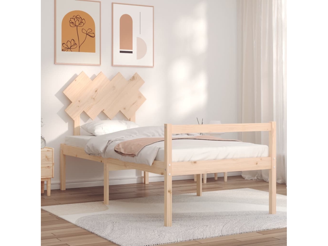Vidaxl Cama Para Idosos Com Cabeceira 90x200 Cm Madeira Maciça