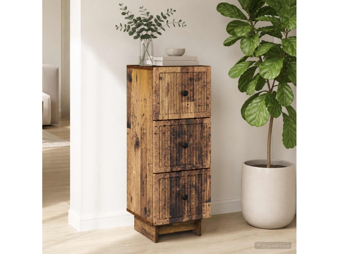 Vidaxl Gabinete De Gavetas Madeira Antiga 33 X 34,5 X 90 Cm