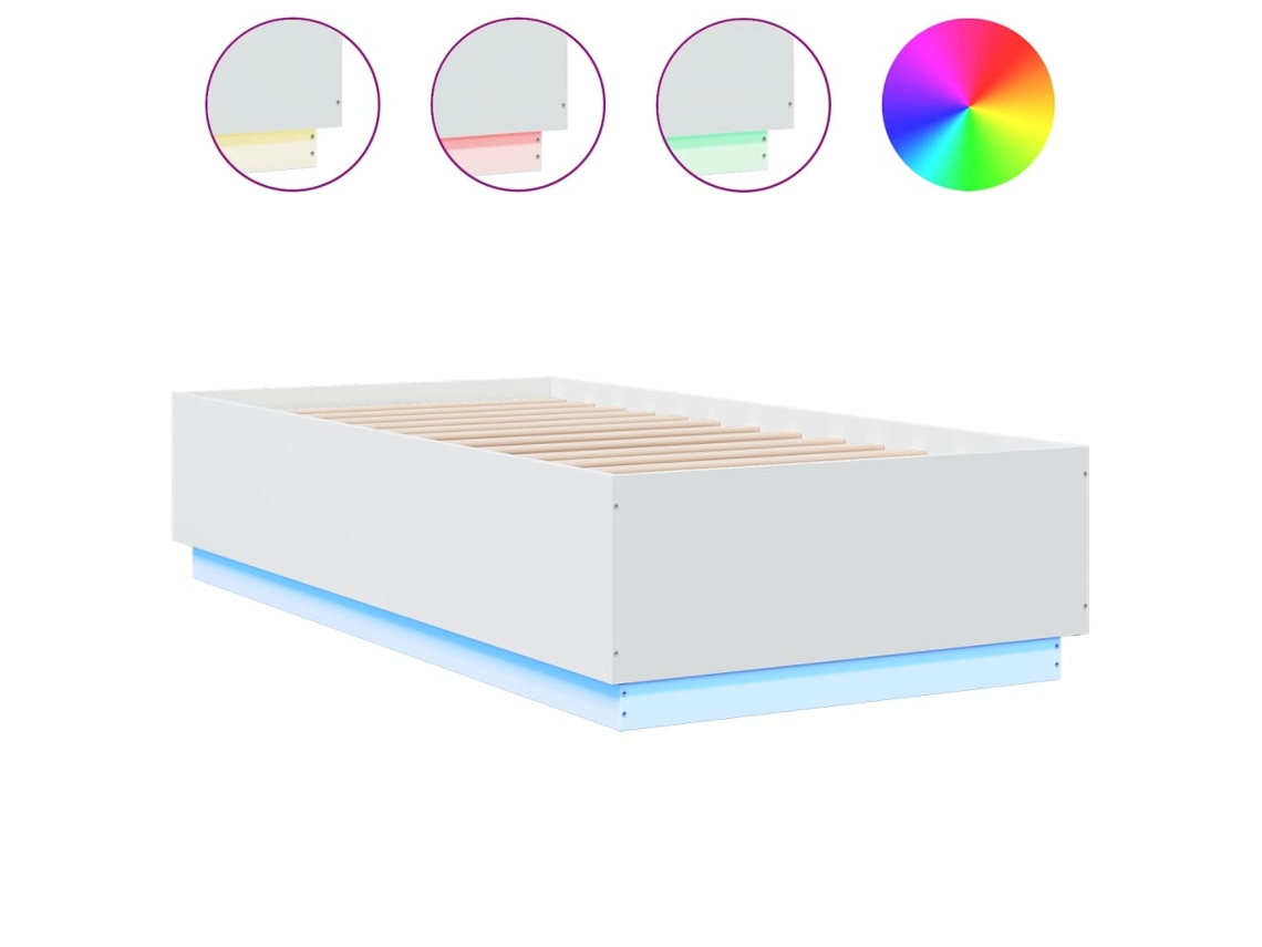 Bed Frame, Bed Frames Vidaxl Branco Madeira Processada (90 X 190 Cm)