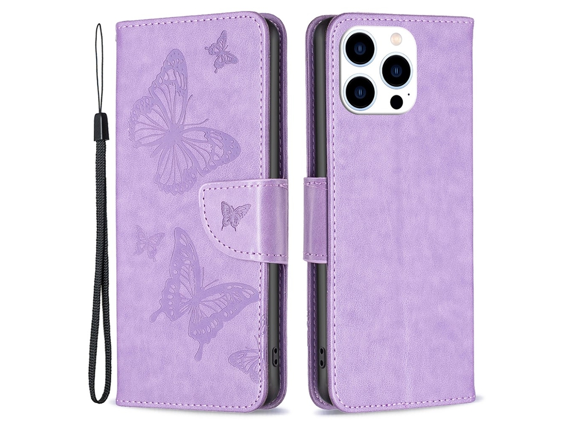 Capa Em Couro Pu, Para Iphone 16 Pro Max - Roxo