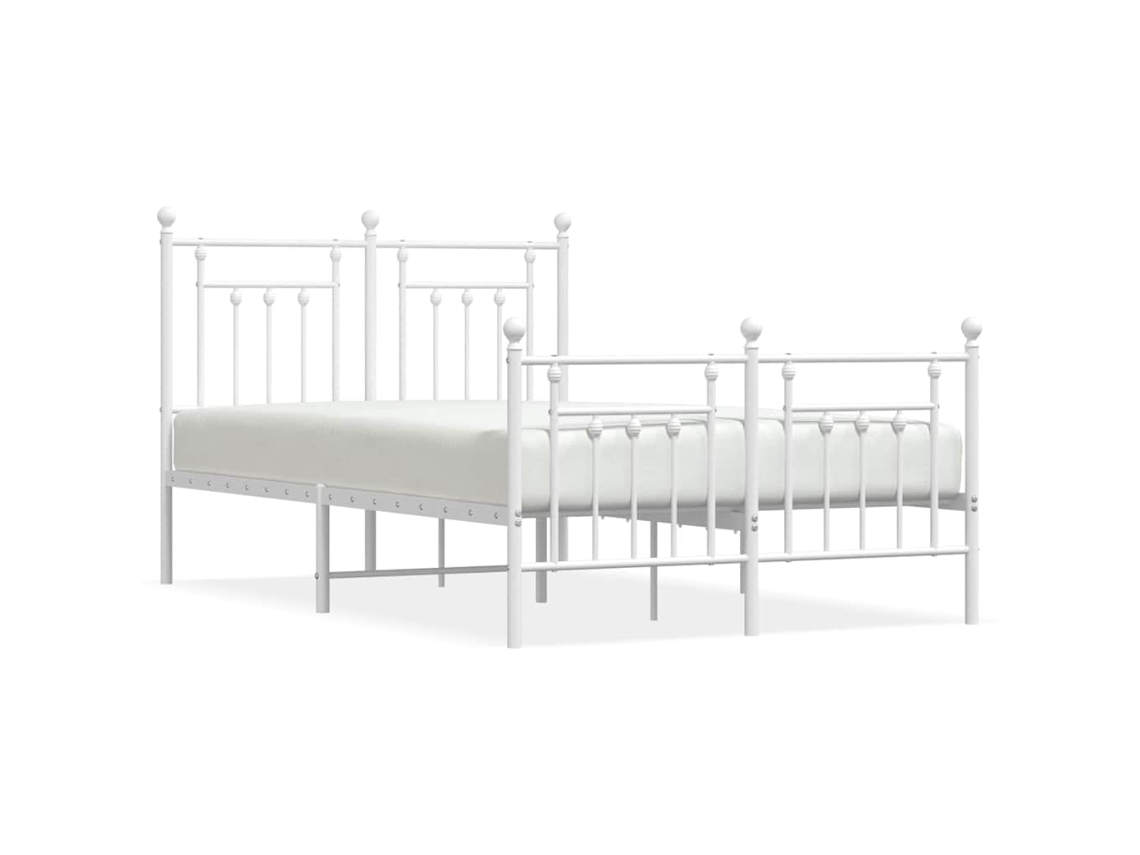 Bed Frame, Bed Frames Vidaxl Branco Aço (135 X 190 Cm)