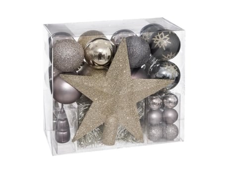 Caixas de decoração para árvore de Natal 44 peças Champanhe e luzes de fadas violetas Natal