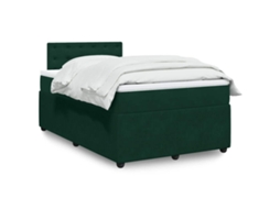 Vidaxl Cama Boxspring com Colchão 120x190 Cm Veludo Verde escuro