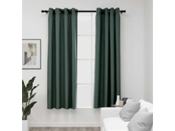 Vidaxl Cortinas Opacas Aspeto Linho C/ Ilhós 2 Pcs 140x175 Cm Verde