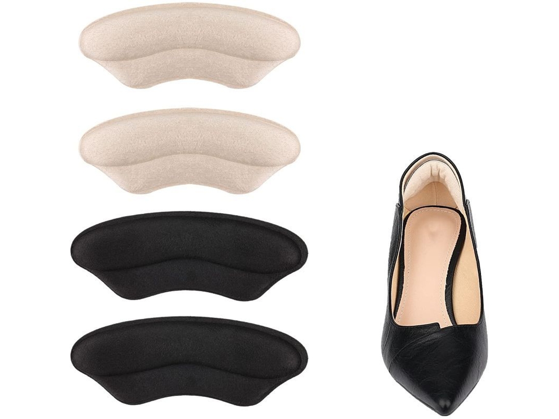 2 Pares de Apoios para Calcanhar de Sapatos Soltos, Almofadas Adesivas em Preto e Apricot