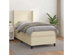 Cama Box Spring VIDAXL (Bege - Couro Artificial - 203 x 103 x 128 cm)