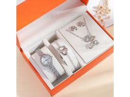 Conjunto de Presente Feminino com Relógio de Pulseira de Malha e Caixa Laranja SPQMENT