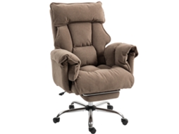 Cadeira De Escritório Ergonômica, Encosto Reclinável, Apoio Para Os Pés, Tecido Macio, Marrom Claroergonômica E Confortável, Com Altura
