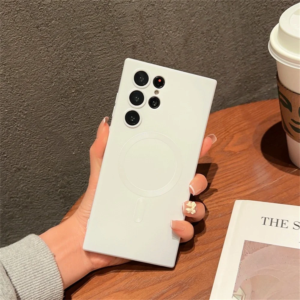 (galaxy S23 Branco) Capa Ultrafina E Flexível Para Carregamento Sem Fio Magsafe Da Samsung.