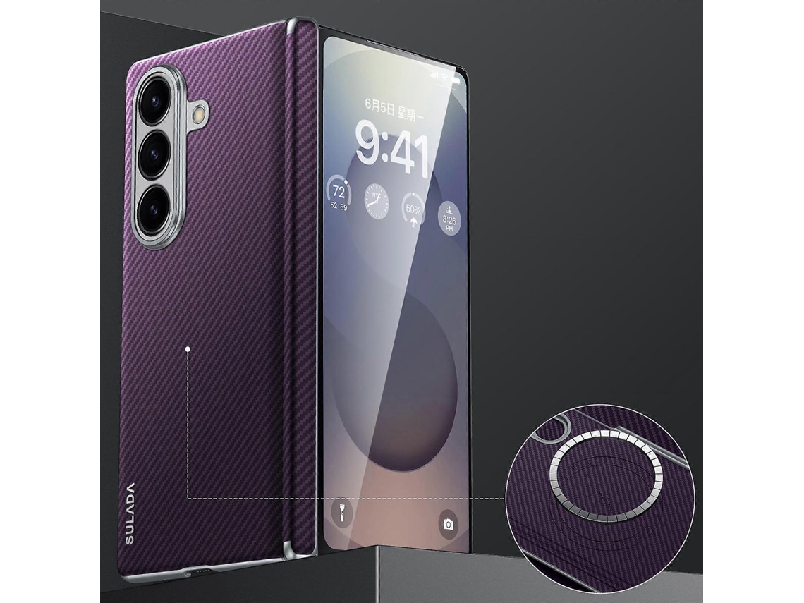 Capa Para Celular Sulada 600d Kevlar Com Textura Em Pc, Resistente A Impactos, Para Samsung Galaxy Z Fold7 5g.