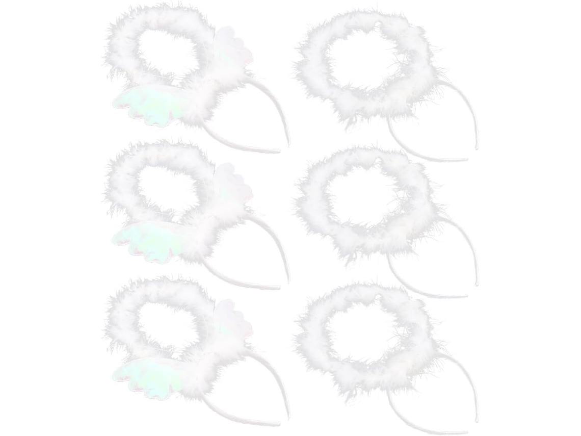 Ciieeo De 6 Tiaras De Halo Em Plástico Branco E Pelúcia, Leves E Exclusivas, Para
