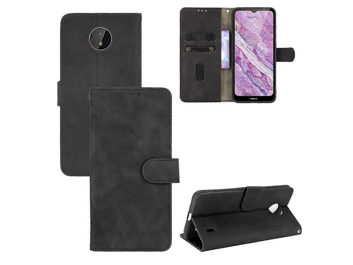 Capa De Couro Pu Com Textura De Bezerro E Fecho Magnético, Cor Sólida, Com Compartimento Para Cartão E Carteira, Para Nokia C10
