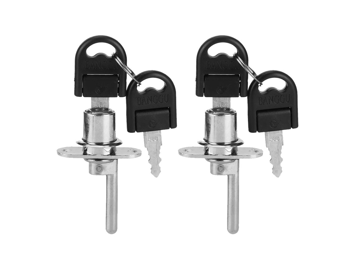 Trava de Gaveta Primerox com Chaves para Armário Mesa Escritório 19mm Prata 2pcs