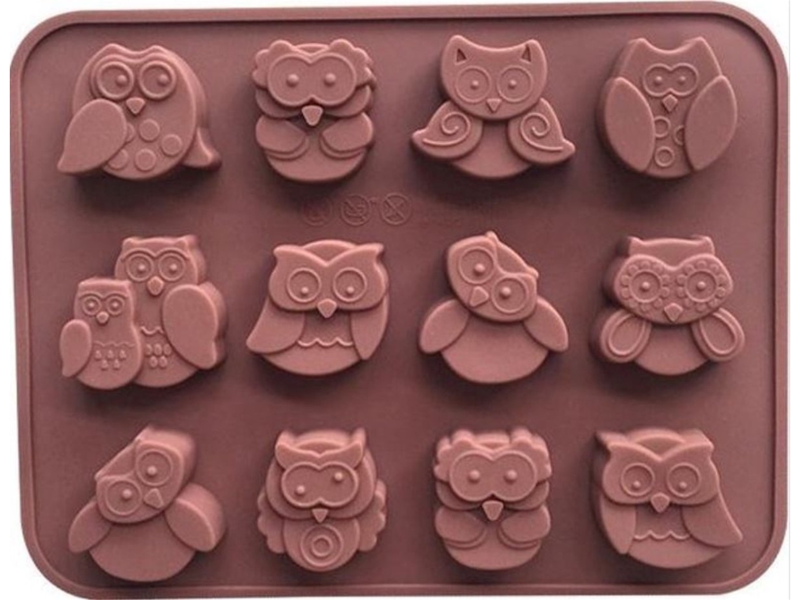 Molde De Silicone Em Formato De Coruja Para Cubos De Gelo De Chocolate Ou Fondant - Alta Qualidade