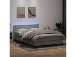 Vidaxl Cama Box Spring C/ Colchão E Led 160x210 Cm Veludo Cinzento-claro