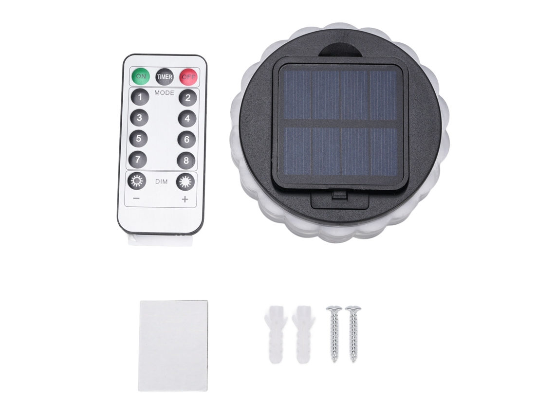 Lâmpada Solar para Cerca 8 Modos Luz Quente Ip65 com Controle Remoto Led para Decoração Exterior | S/MARCA