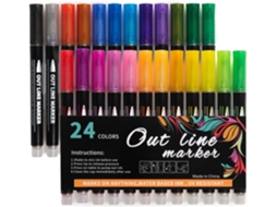 Canetas Marcadoras de Ponta Dupla com Glitter 12/24 Cores. para Crianças e Adultos. SFUSHOS
