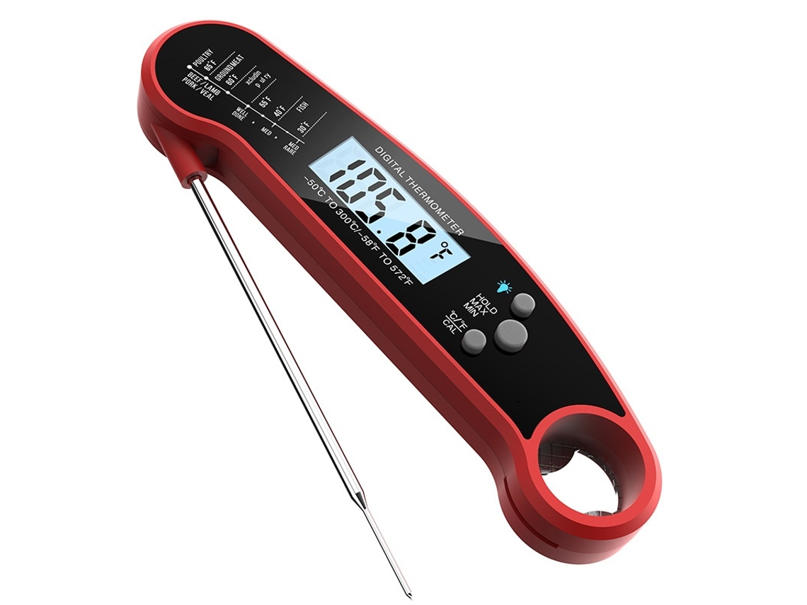 Termómetro Digital De Carne Lurelia Com Sonda Dobrável Para Cozinha E Churrasco, Impermeável, Magnético