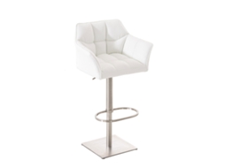 Banqueta de bar ajustável X1 em couro sintético branco com assento acolchoado envolvente e base quadrada em aço inoxidável 10_0006324