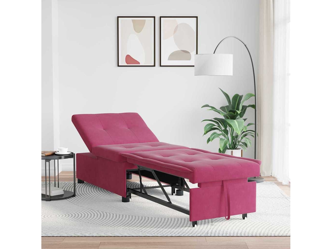 Vidaxl Sofá-cama Vinho Vermelho 194 X 67 X 82 Cm Veludo