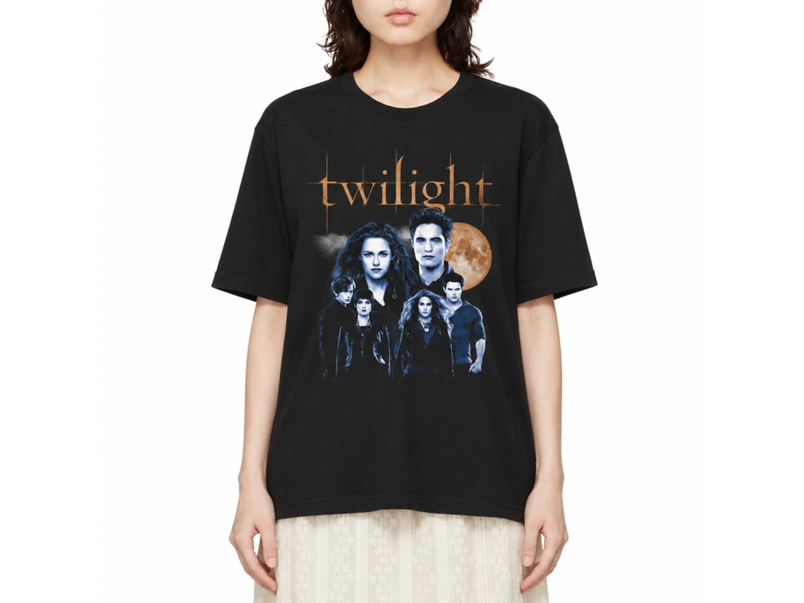 Rockinstone Twilight Movie Cullen Family With Moon Black Adult T-shirt Size:xl