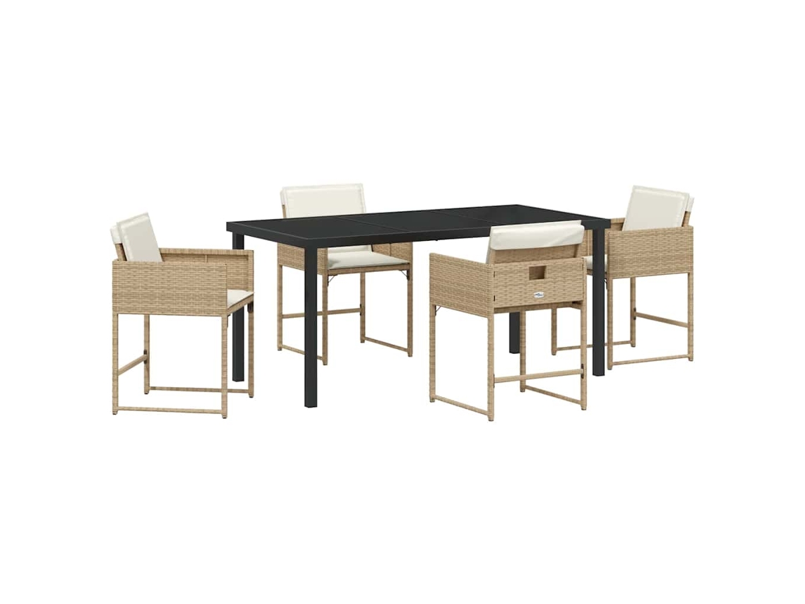 Conjunto 5 De Jantar Para Jardim Vidaxl Bege Vime Pe