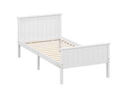 Estrutura de Cama VISTA de 140x200 cm, de madeira maciça, com estrado, cabeceira e peseira, branco
